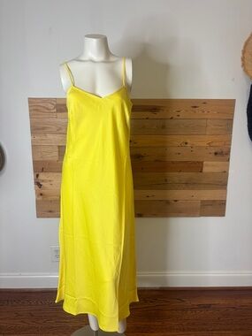 LOFT Bright Yellow Maxi Slip Dress with Spaghetti Straps